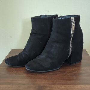 Dolce Vita Black Faux Suede Ankle Boots with Side Zipper